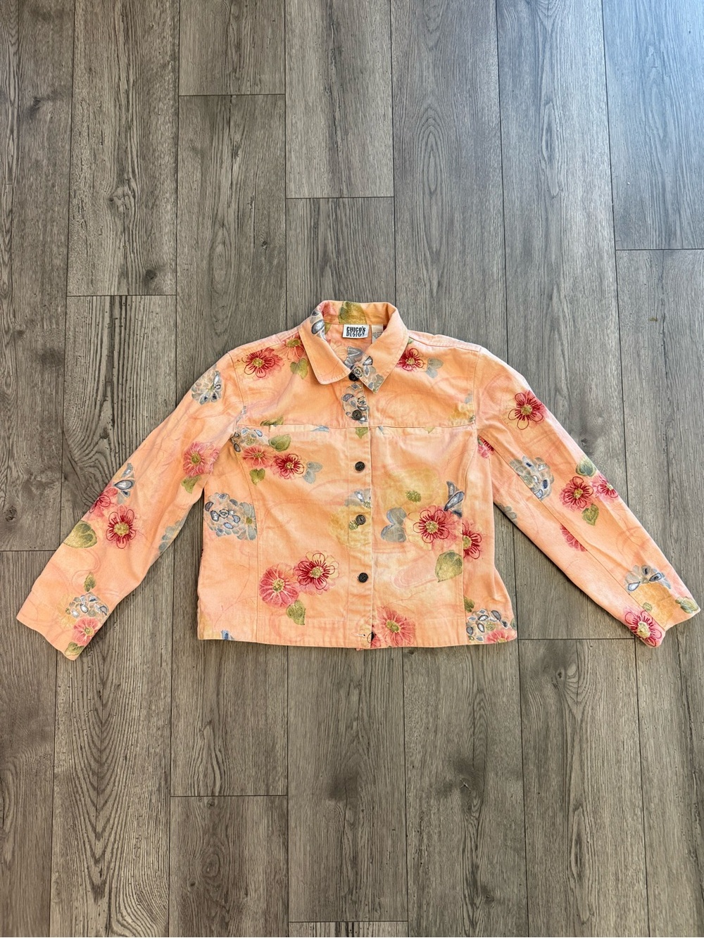 Chico Design Vintage Pink Floral Embroidered Women’s Size: 1 Jacket